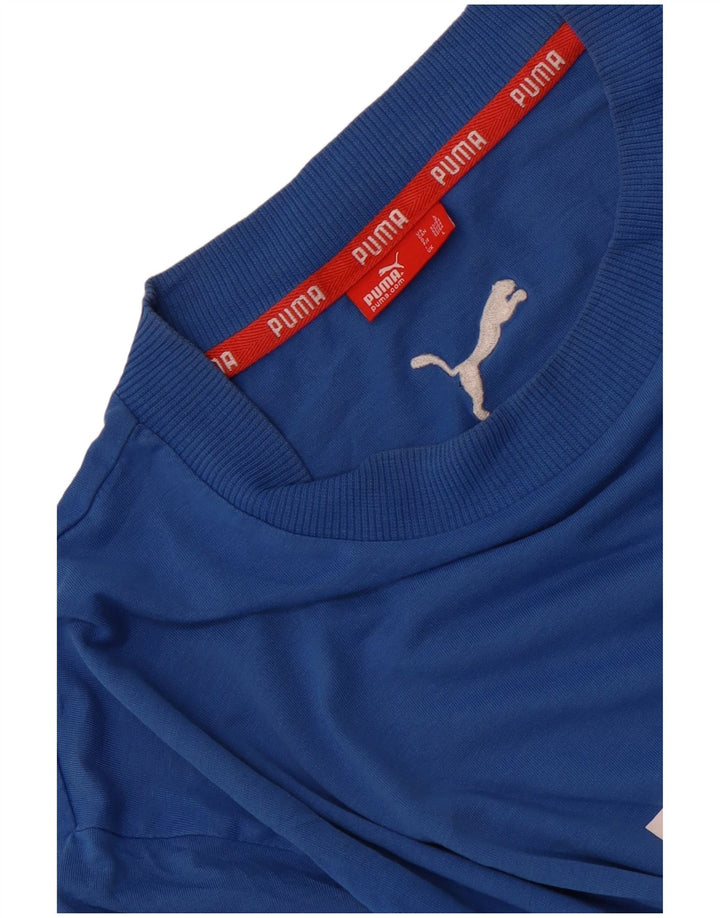 T-shirt grafica da uomo Puma grande in cotone blu