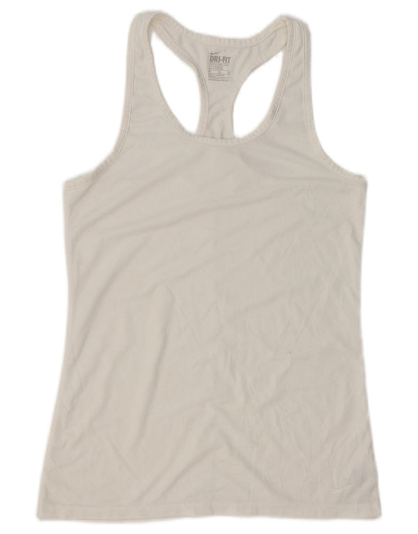 Canotta NIKE Dri Fit Slim Fit da donna UK 12 poliestere bianco medio