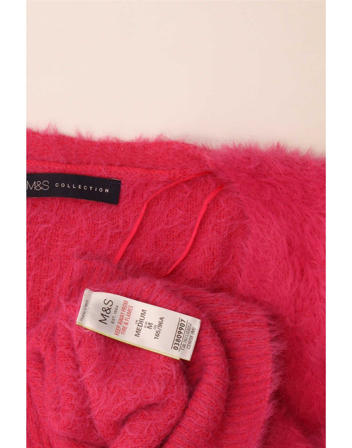 Maglione da donna con scollo a V Marks & Spencer UK 14 Poliammide rosa medio