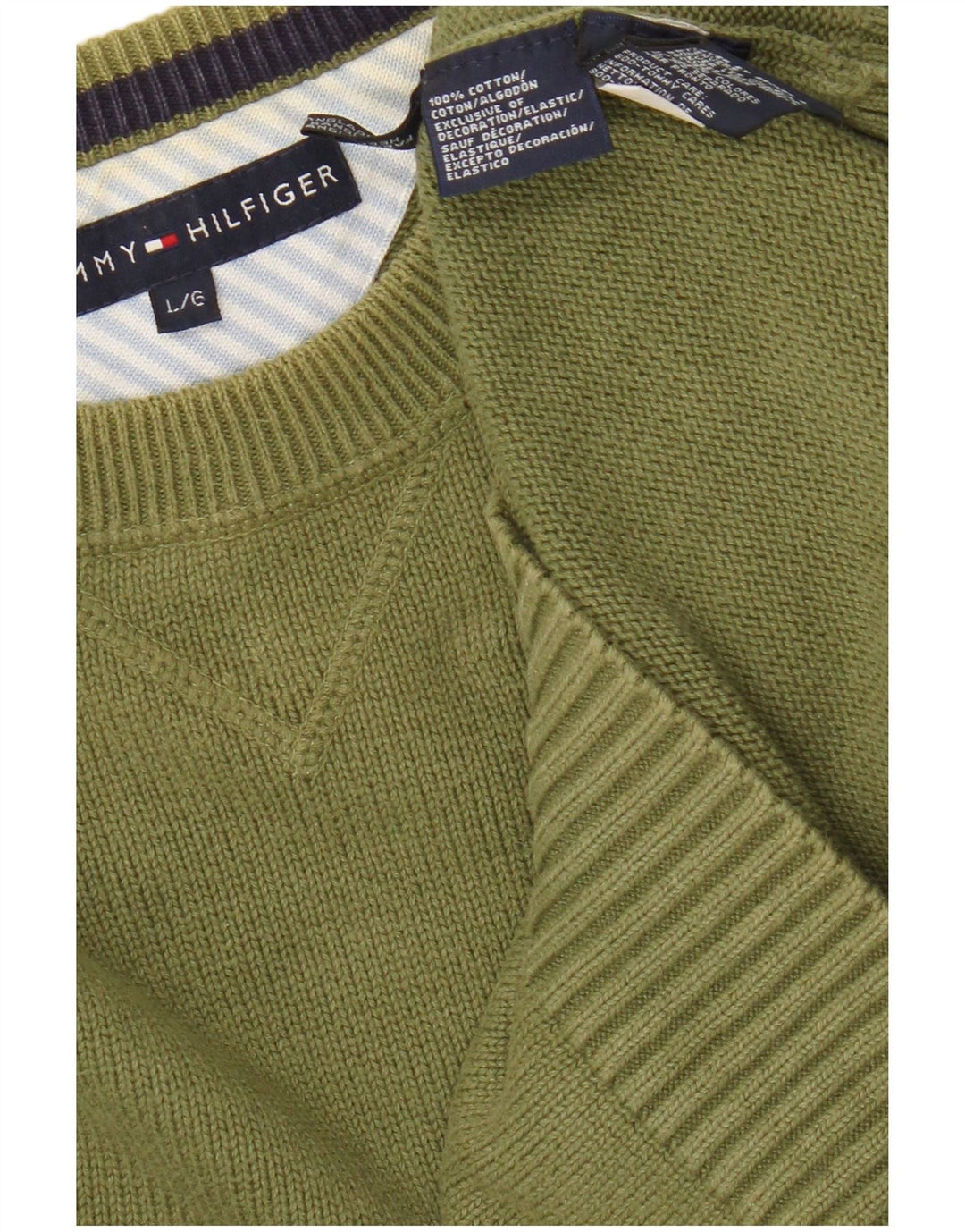 Maglione maglione girocollo da uomo Tommy Hilfiger grande cotone kaki