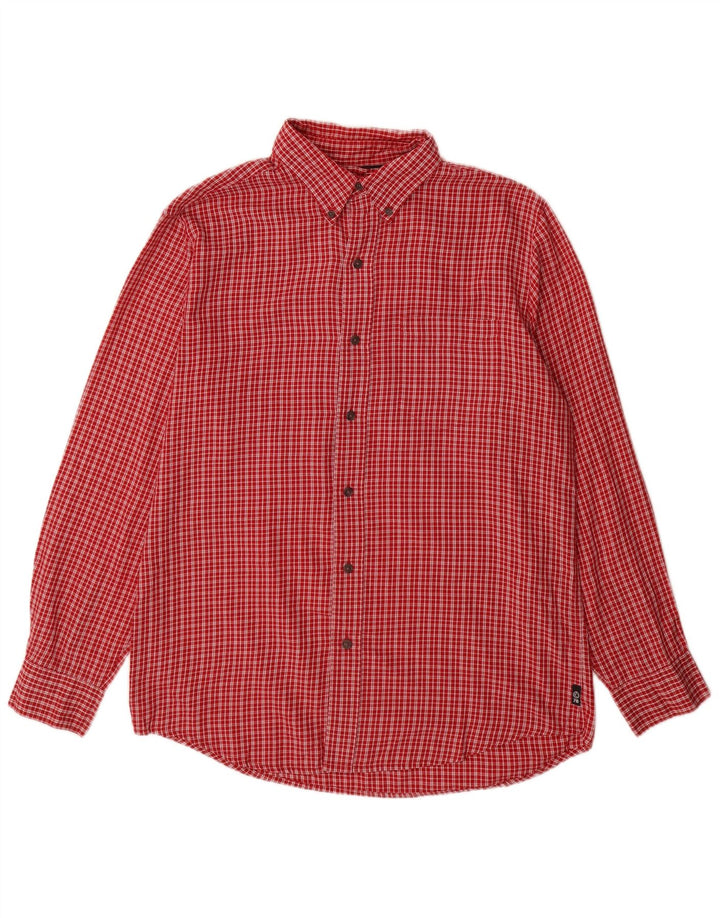 Chaps Camicia da uomo in flanella di cotone a quadri rossi medi