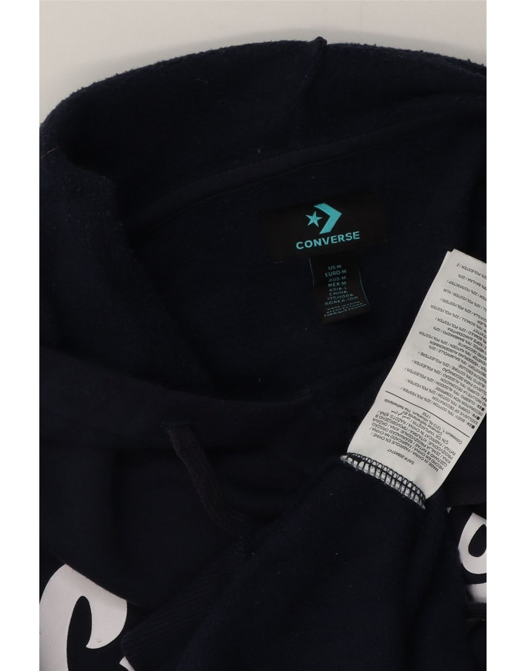 Felpa con cappuccio grafica da uomo Converse, cotone medio blu navy