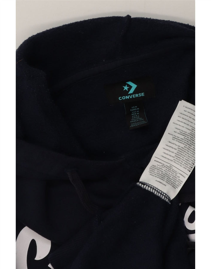 Felpa con cappuccio grafica da uomo Converse, cotone medio blu navy