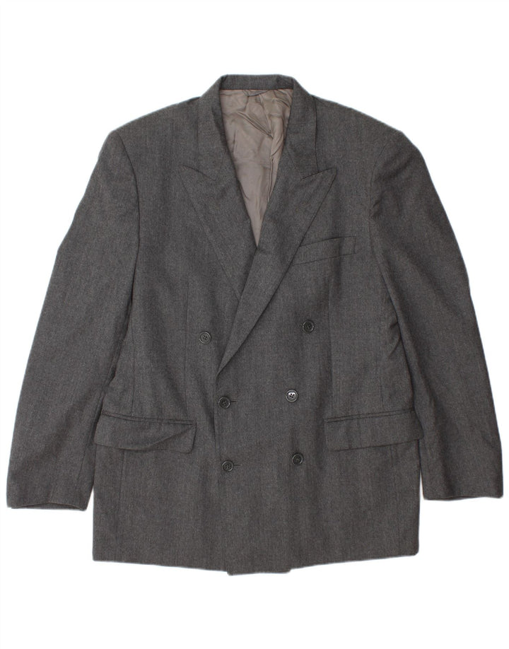 Giacca blazer doppiopetto vintage da uomo IT 52 XL in lana grigia