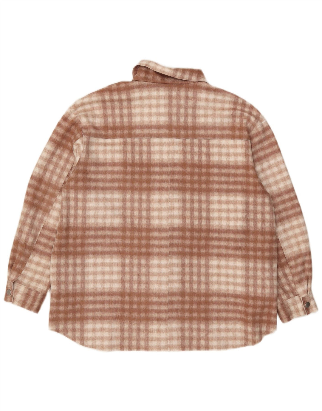 Camicia in flanella oversize da donna Zara UK 10 Piccolo poliestere a quadri marrone