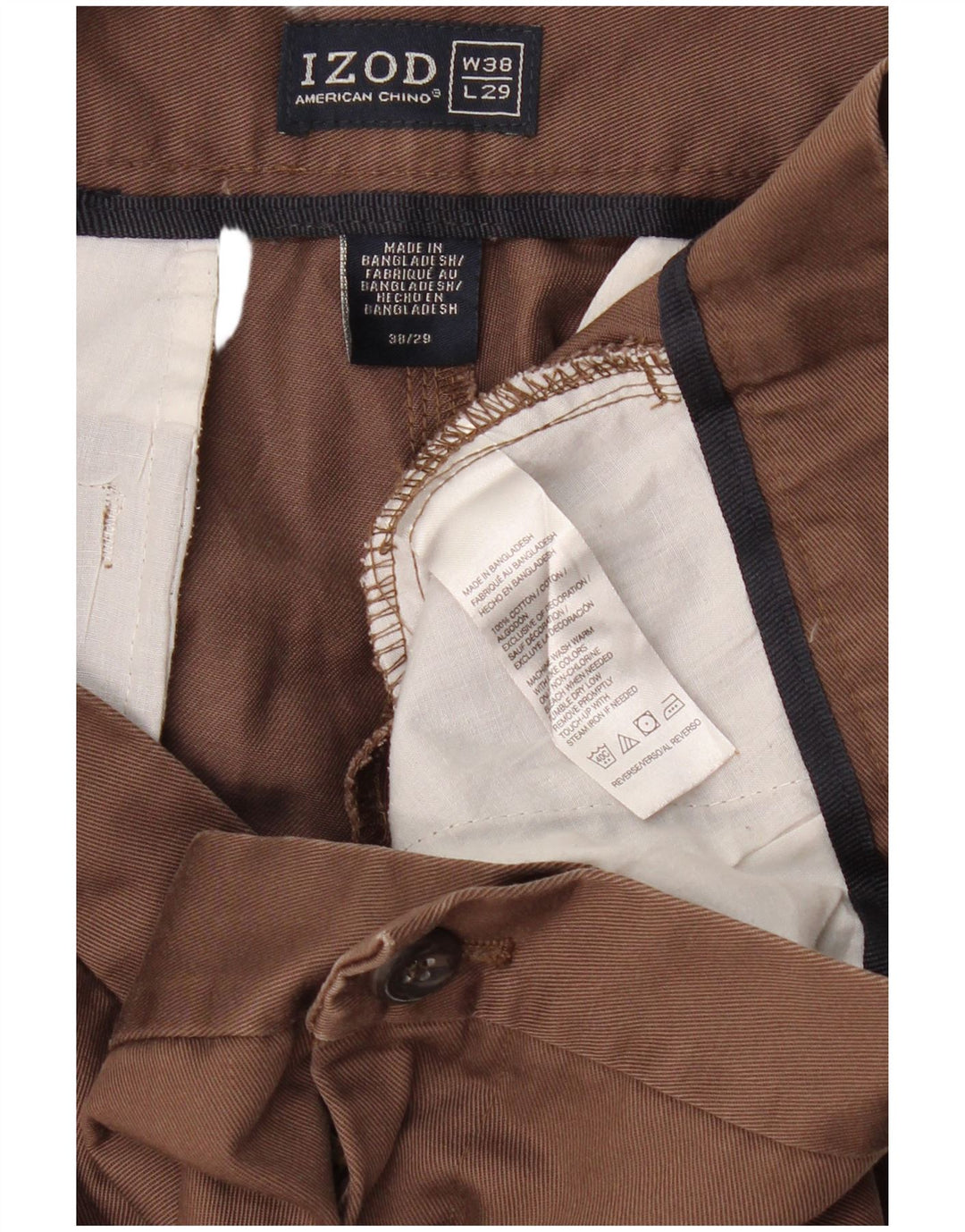 Pantaloni chino dritti da uomo IZOD W38 L29 in cotone marrone