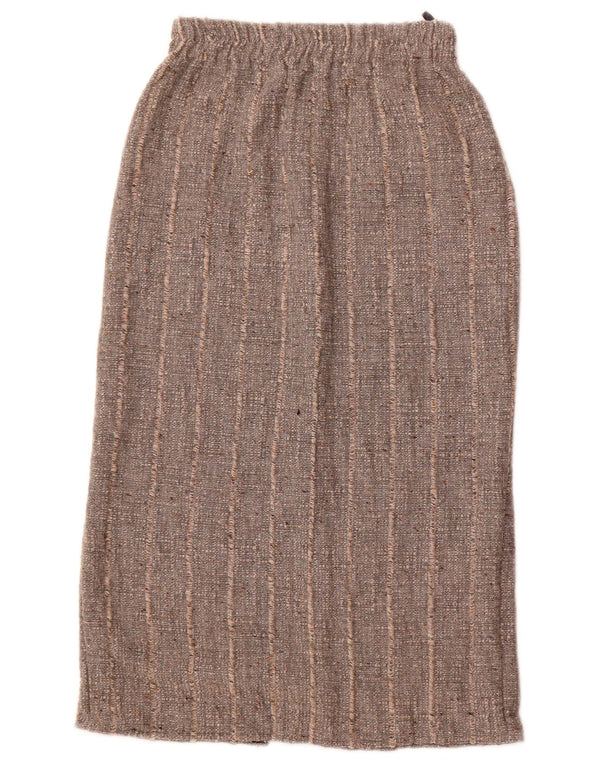 Gonna longuette da donna vintage W26 piccola in poliacrilico a righe grigie