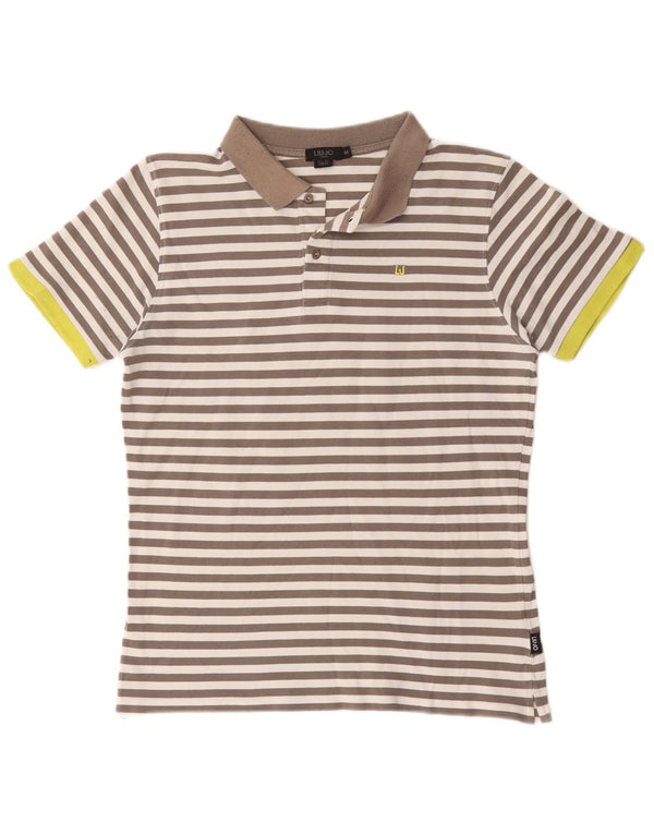 Polo Uomo Liu Jo Slim Fit Cotone Rigato Marrone Medio