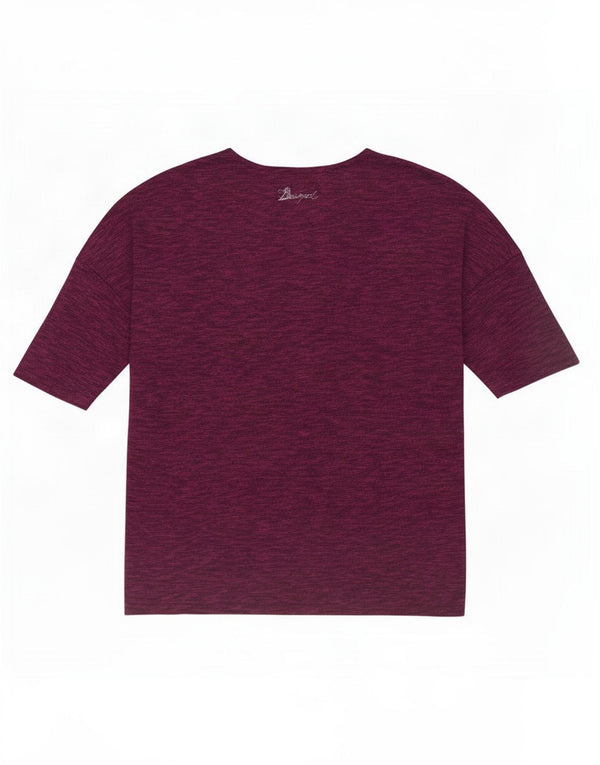 Desigual T-shirt grafica oversize da donna Top UK 18 XL Maroon Floral