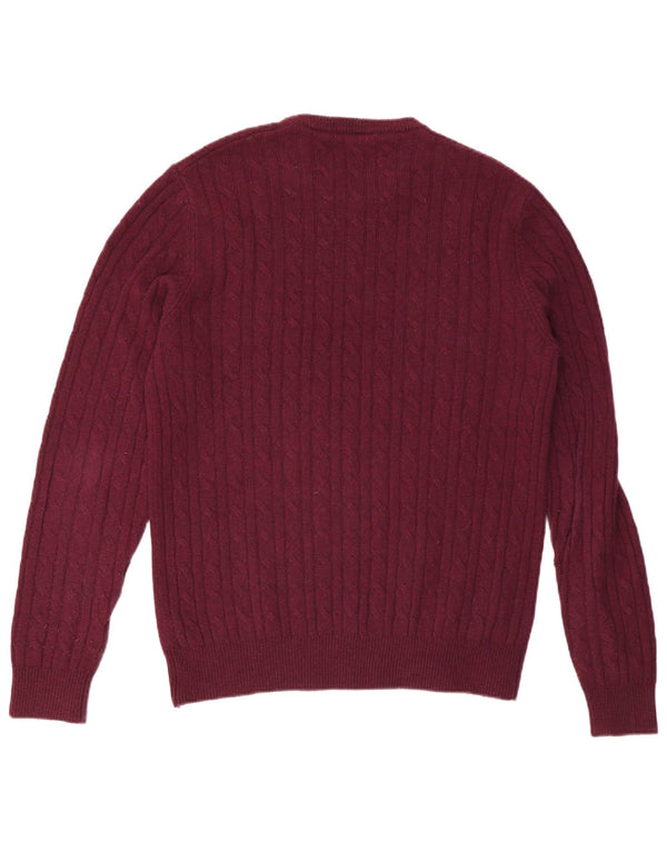 JACK WILLS Maglione girocollo da uomo XL in lana bordeaux