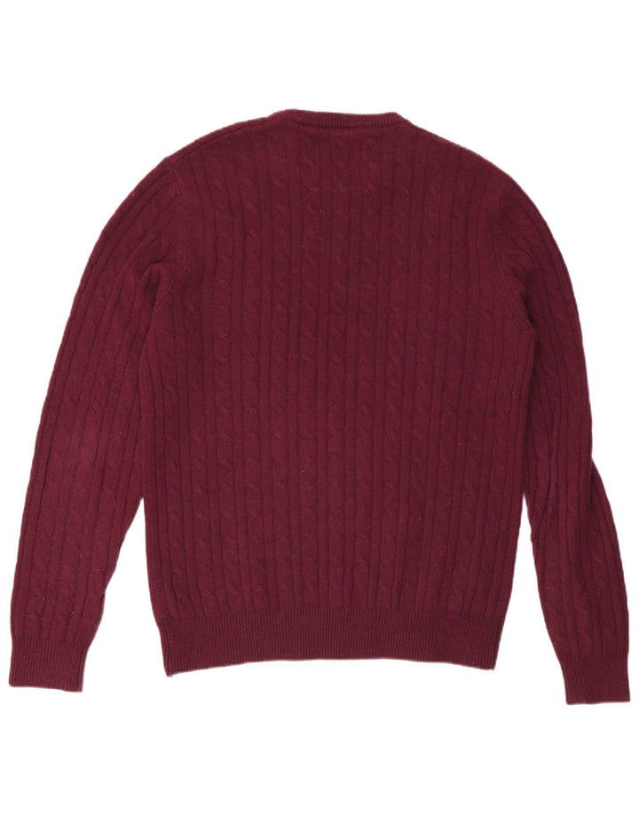 JACK WILLS Maglione girocollo da uomo XL in lana bordeaux