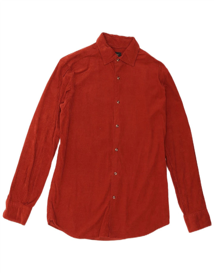 Camicia da uomo in velluto a coste Massimo Dutti piccola in cotone rosso