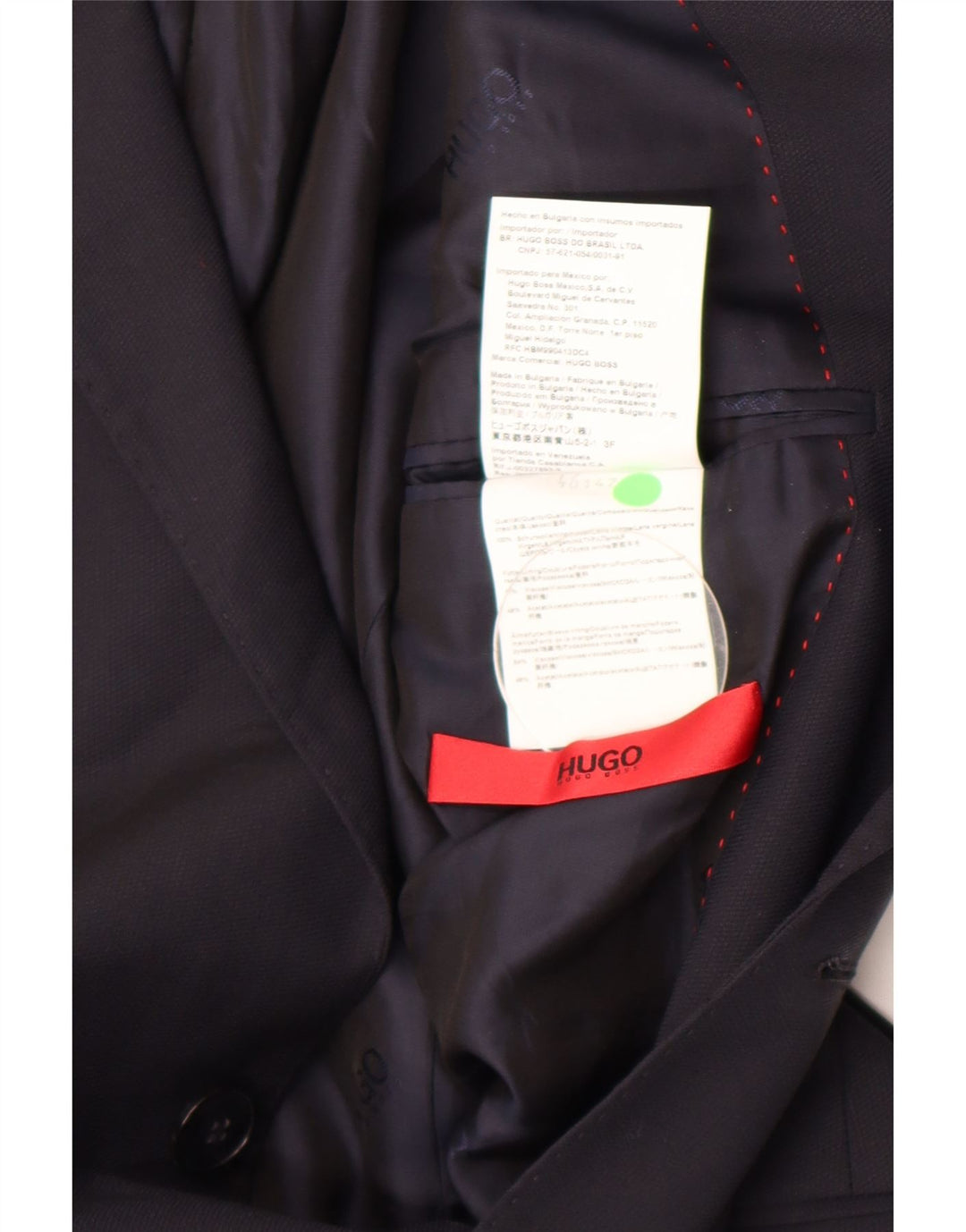 Giacca blazer da uomo a 2 bottoni Hugo Boss UK 46 piccola viscosa blu navy