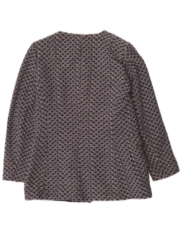 Giacca blazer da donna con motivo astratto Zara UK 14 grande in cotone blu navy