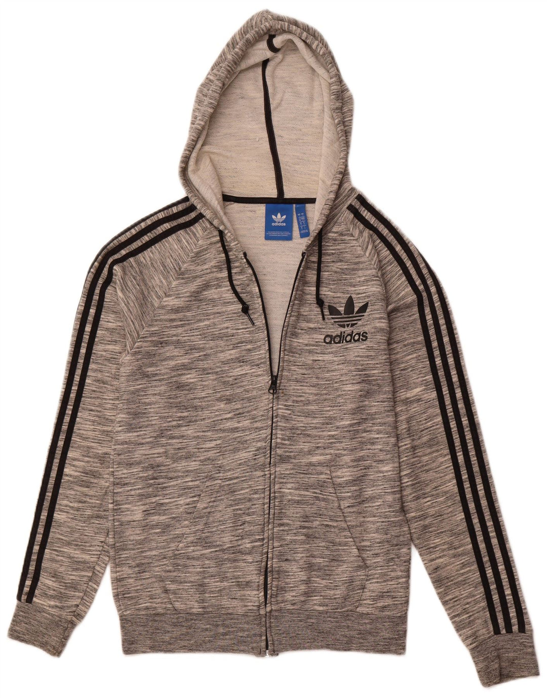 Maglione con cappuccio e zip da uomo ADIDAS piccolo in cotone chiazzato grigio