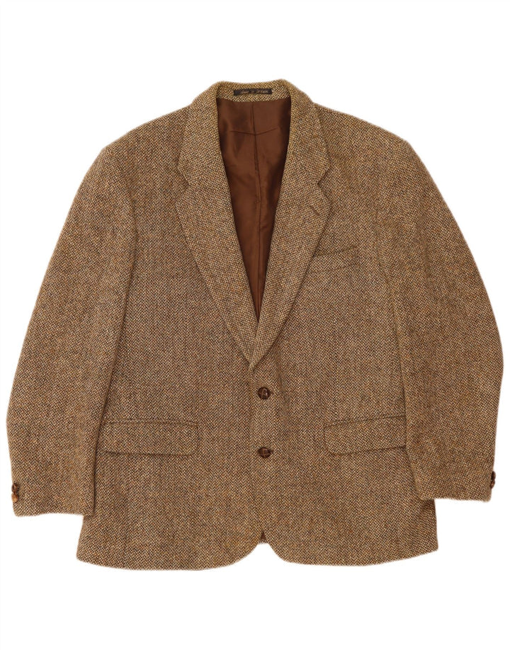 Giacca blazer da uomo a 2 bottoni Harris Tweed UK 40 grande lana marrone