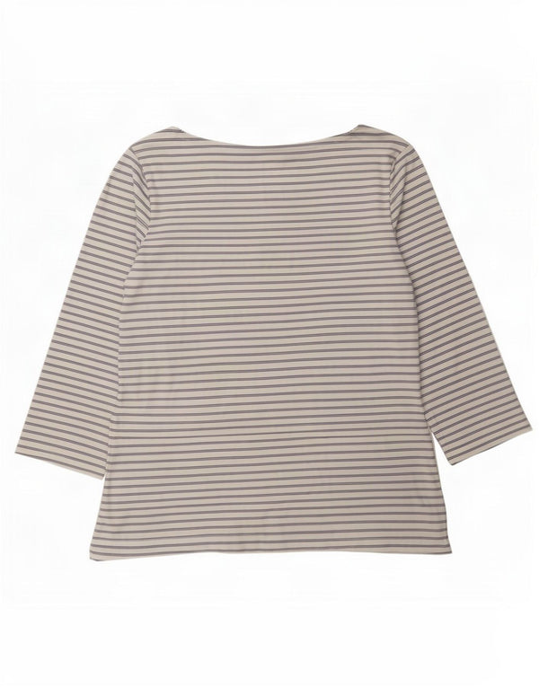 Crew Clothing Top da donna manica 3/4 UK 16 cotone a righe grandi bianche