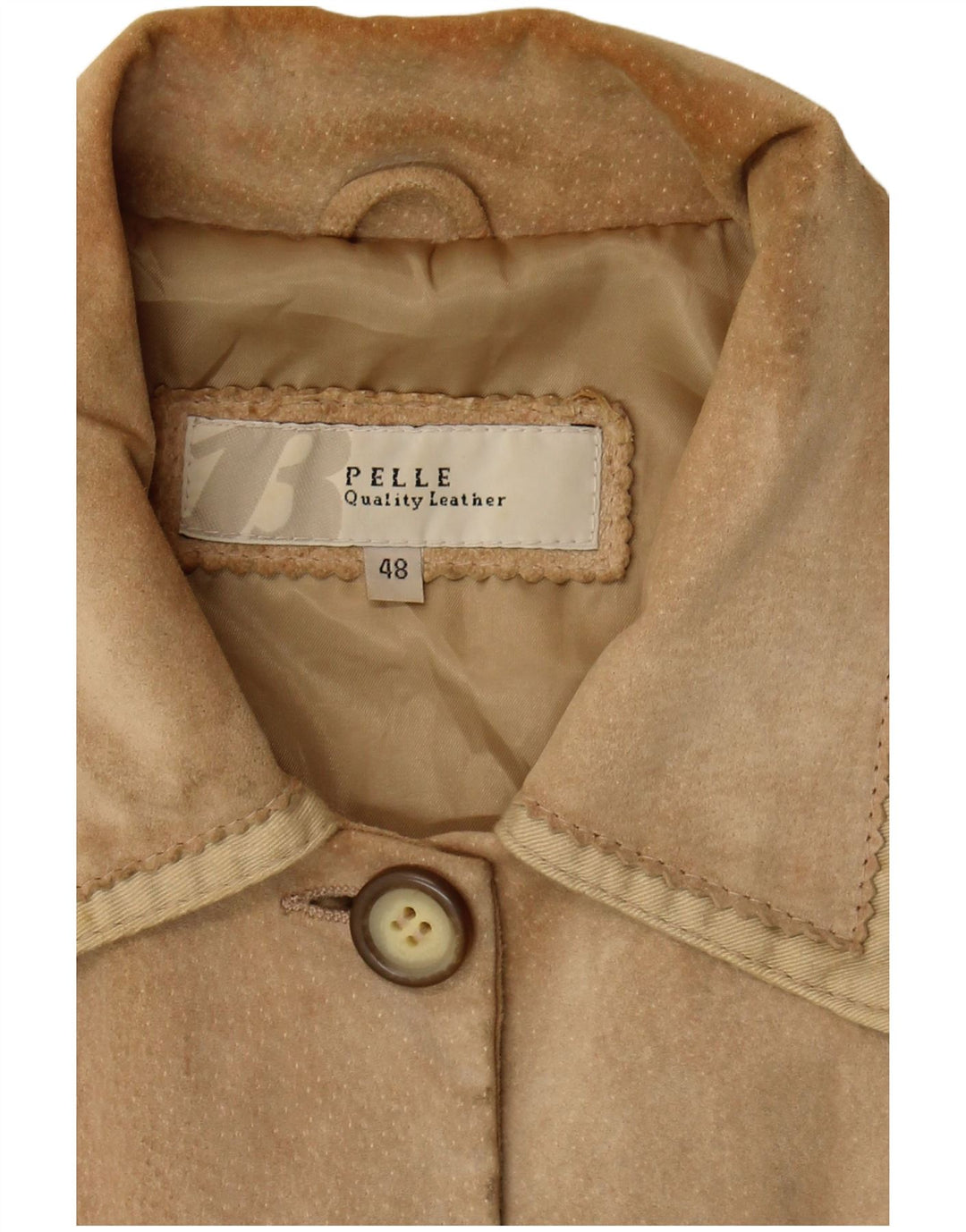 Giacca vintage da donna in pelle scamosciata IT 48 XL in pelle beige