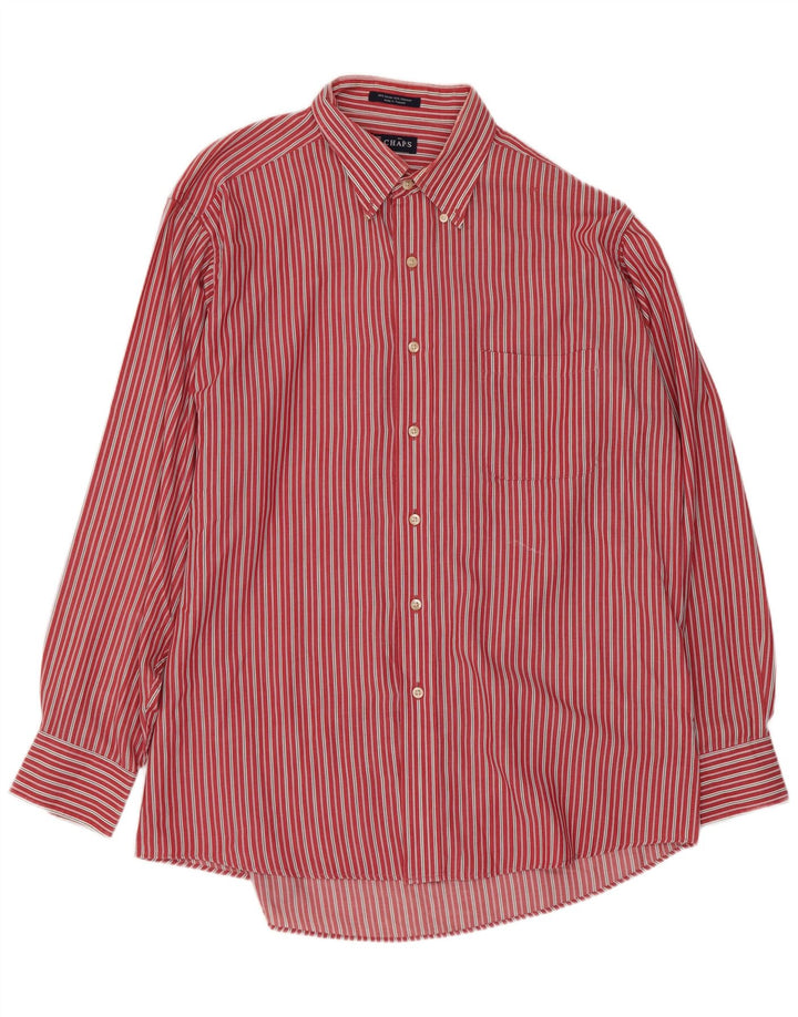 Camicia da uomo Chaps taglia 16 1/2 grande cotone a righe rosse