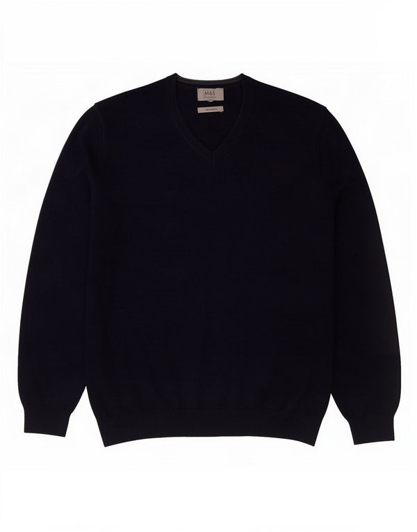 Maglione da uomo con scollo a V Marks & Spencer XL in cotone blu navy