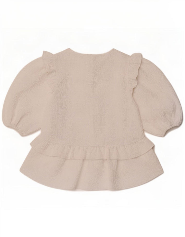 Zara Camicetta da donna con maniche a 3/4 UK 12 Medio Bianco Poliestere