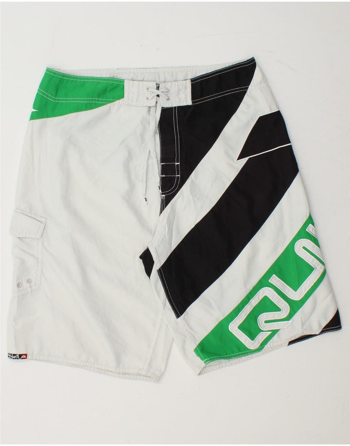 QUIKSILVER Pantaloncini da bagno grafici da uomo Grandi poliestere color block bianco