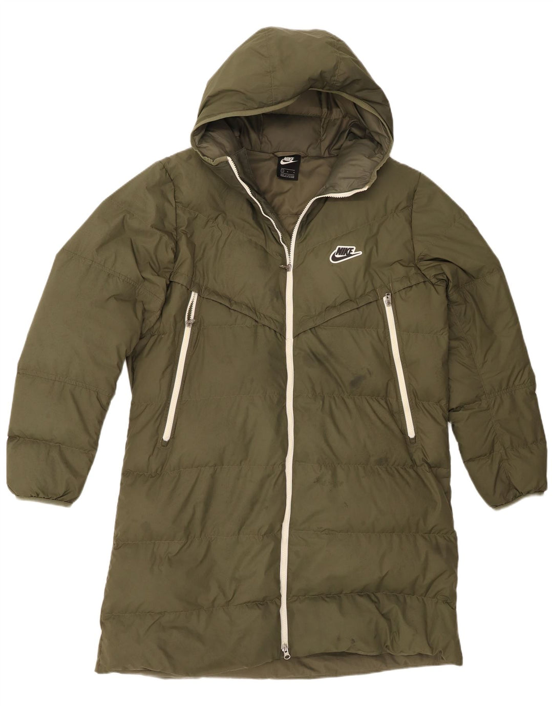 Cappotto imbottito con cappuccio Nike da uomo UK 40 grande poliestere kaki
