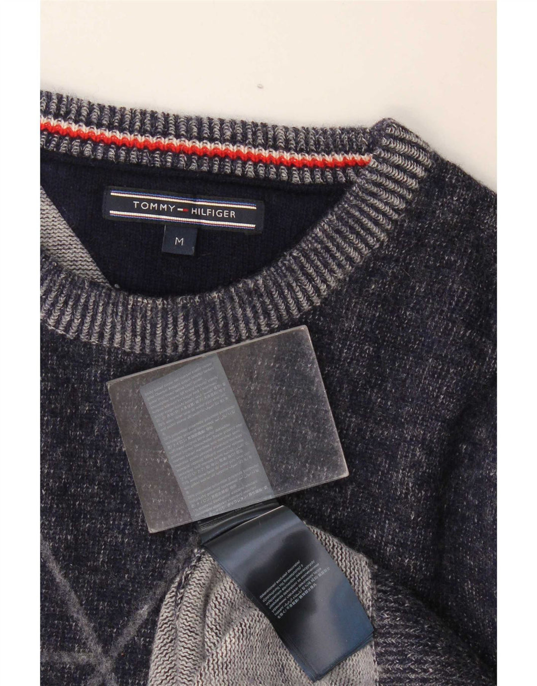 Maglione maglione girocollo grafico da uomo Tommy Hilfiger lana media blu navy
