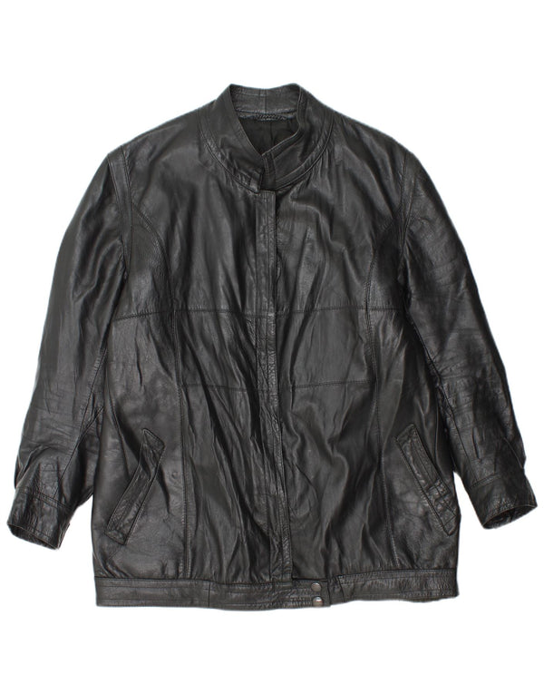 Giacca in pelle vintage da donna UK 14 media nera