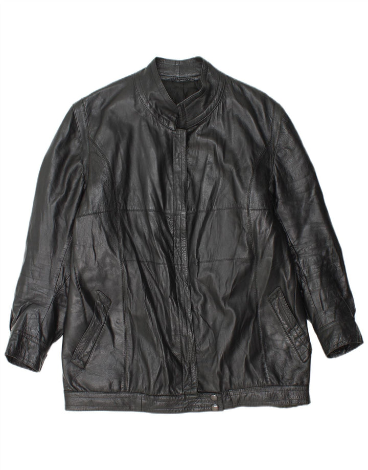 Giacca in pelle vintage da donna UK 14 media nera