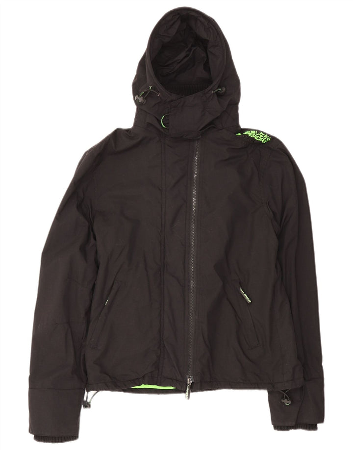 Giacca a vento con cappuccio da donna Superdry UK 14 grande nylon nero