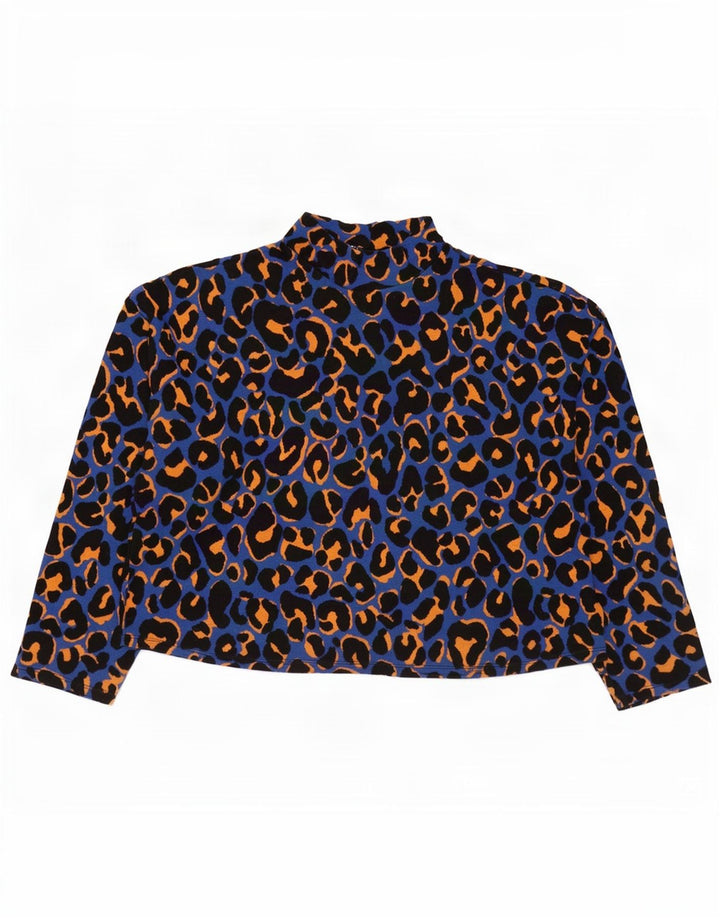 Top Zara da donna oversize a maniche lunghe UK 14 cotone con stampa animalier blu medio