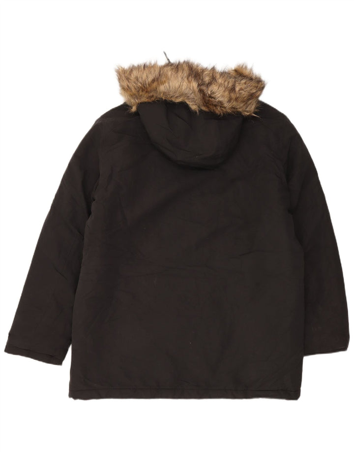 Jack & Jones Parka da uomo con cappuccio UK 40 Large Nero Poliestere