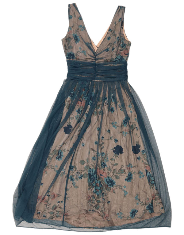 Abito impero senza maniche da donna Coast UK 10 piccolo poliammide floreale blu