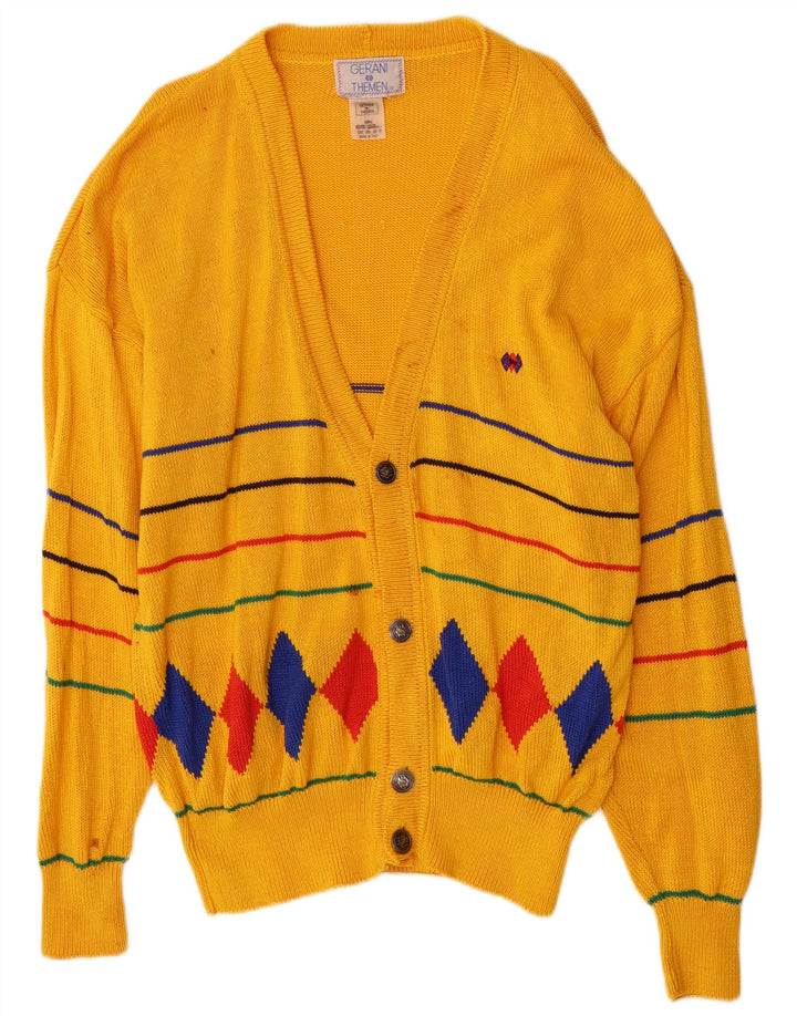 Maglione cardigan da uomo Gerani XL giallo a rombi/cotone diamante