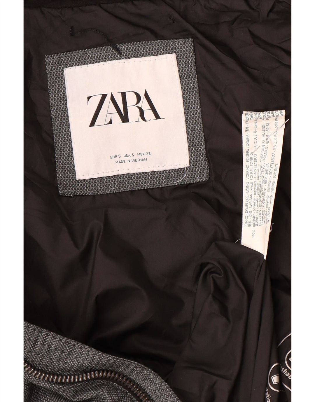 Giacca imbottita da uomo Zara UK 36 piccola in poliestere grigio