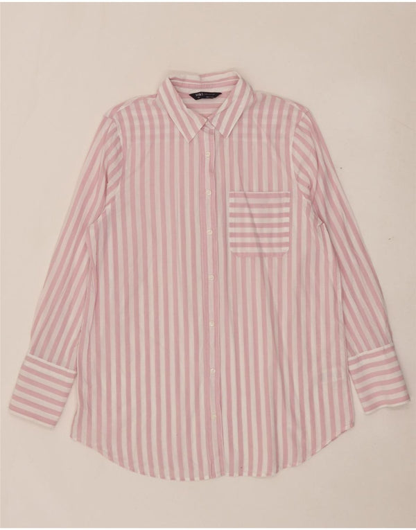 Camicia formale da donna Marks & Spencer UK 14 cotone a righe grandi rosa