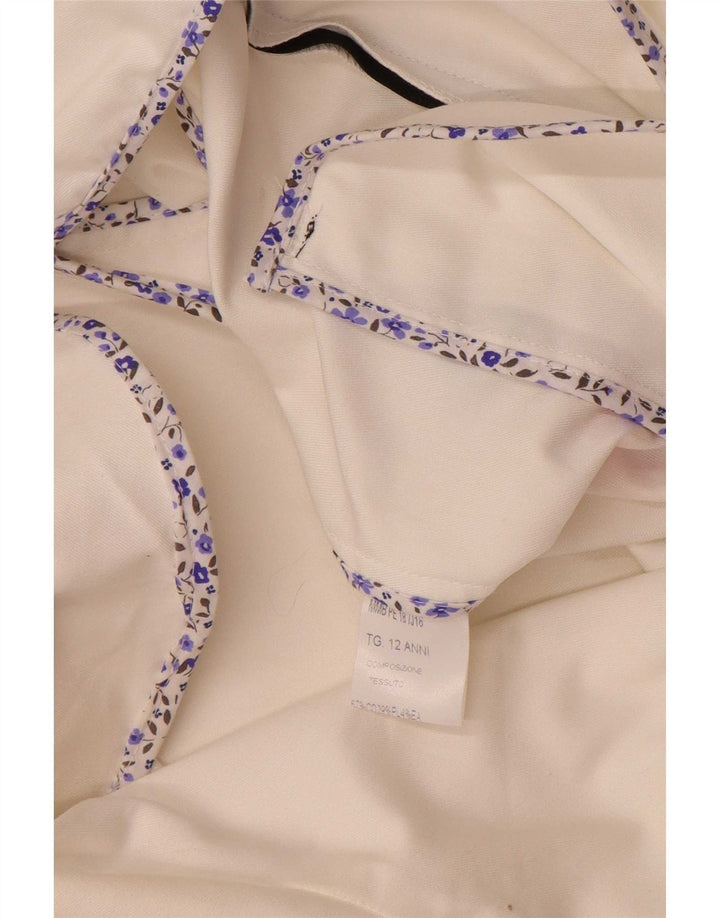 Giubbotto bomber corto vintage per bambina 11-12 anni in cotone bianco