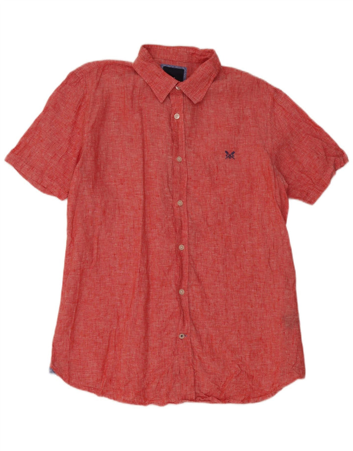 Crew Clothing Camicia a maniche corte da uomo in lino rosso medio
