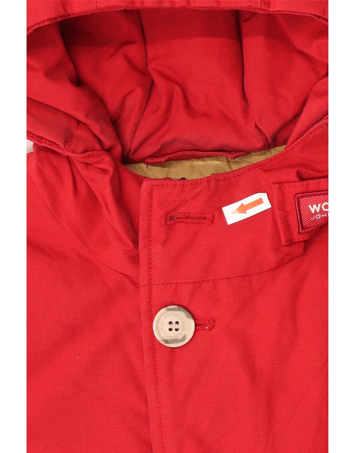 Cappotto imbottito con cappuccio per ragazzi Woolrich 5-6 anni in cotone rosso