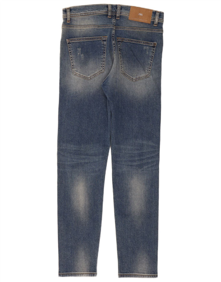 Jeans slim invecchiati da uomo Zara EU 38 piccoli W30 L30 blu