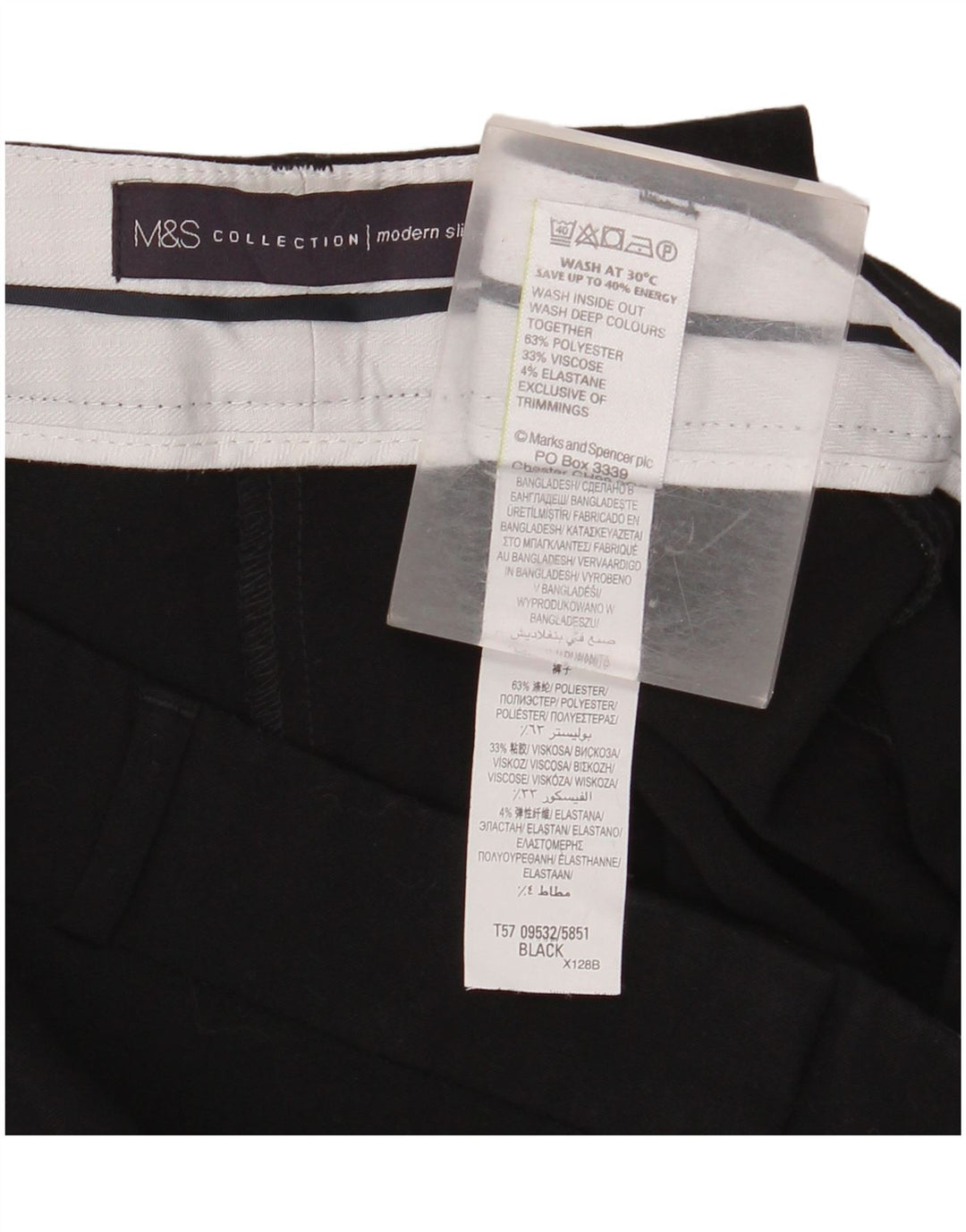 MARKS & SPENCER Pantaloni da abito corto da donna UK 14 Medio W34 L26 Nero