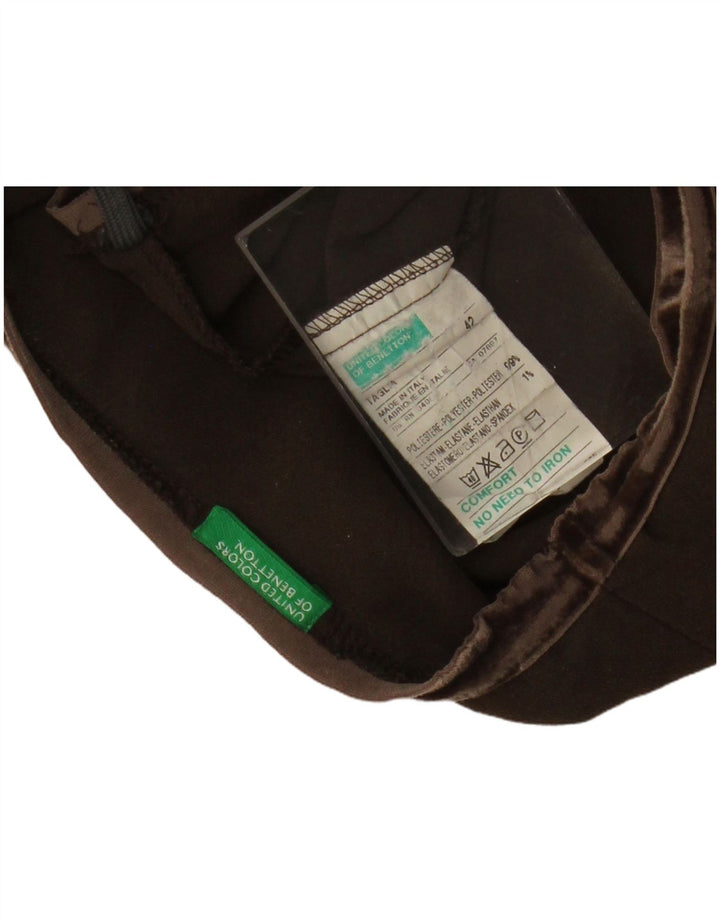 Gonna a trapezio a vita bassa da donna BENETTON IT 42 media W34 poliestere marrone
