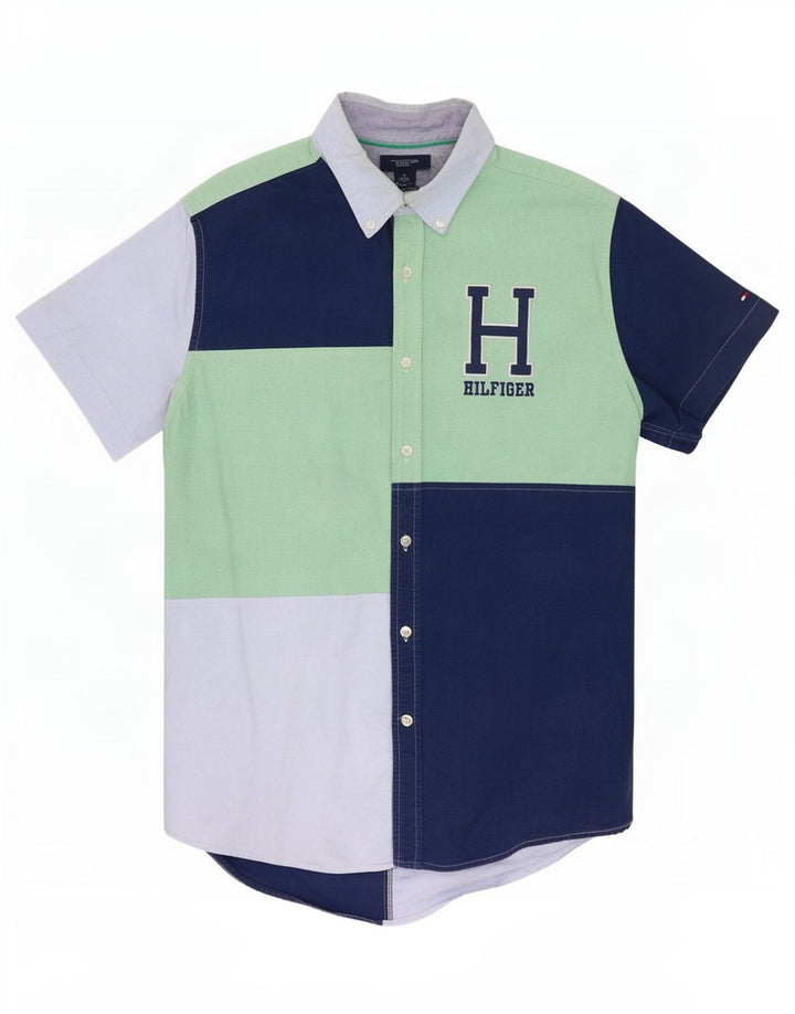 Camicia a maniche corte da uomo Tommy Hilfiger Large Blu Navy Colourblock