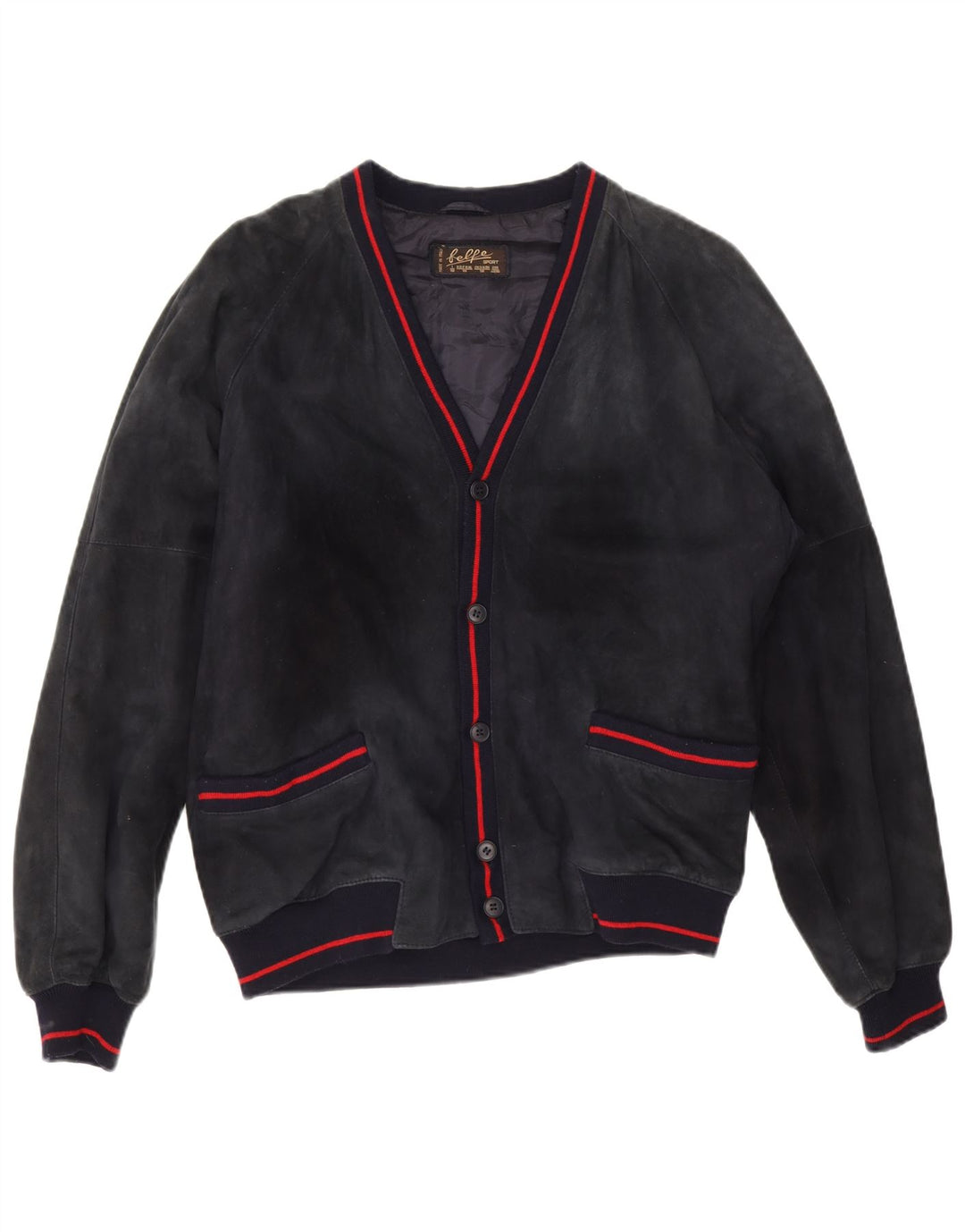 Giubbotto bomber in pelle scamosciata da uomo Belfe IT 50 Large in pelle blu navy