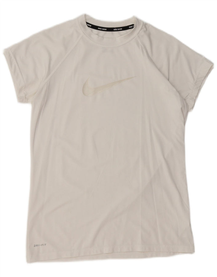 T-shirt grafica NIKE Dri Fit da donna Top UK 12 poliestere bianco medio