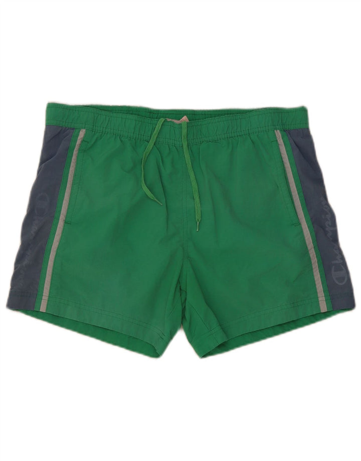Pantaloncini da bagno grafici da uomo Champion, grandi, in poliestere color block verde