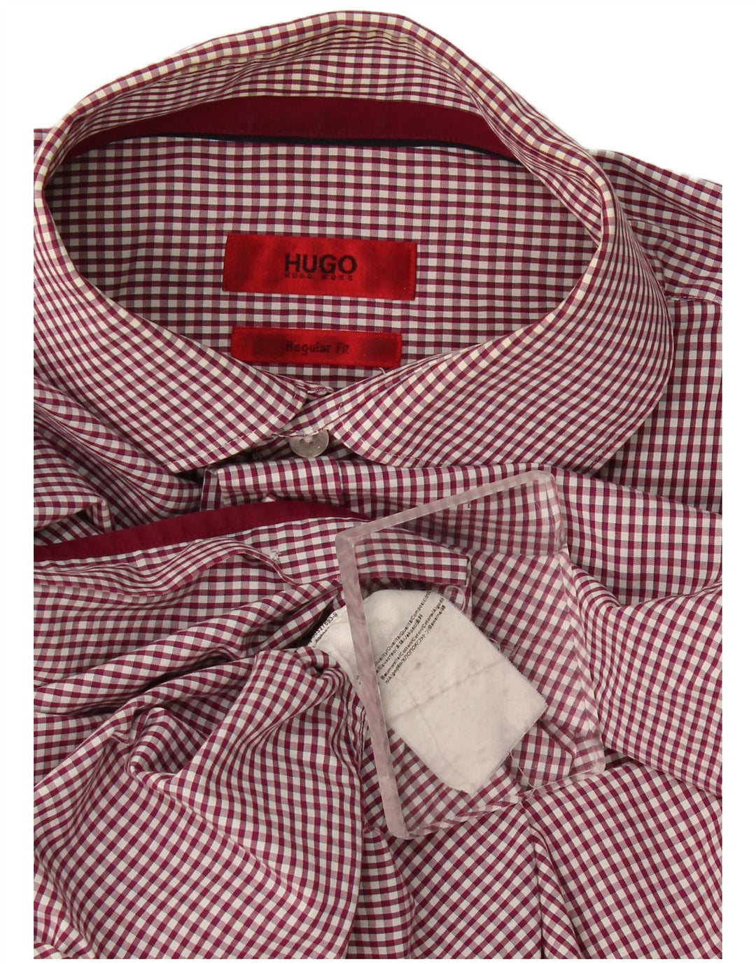 Camicia da uomo Regular Fit Hugo Boss in cotone a quadretti bordeaux medio