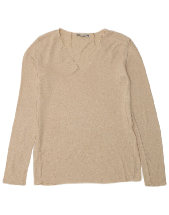 Top Zara da donna a maniche lunghe UK 10 Small Beige