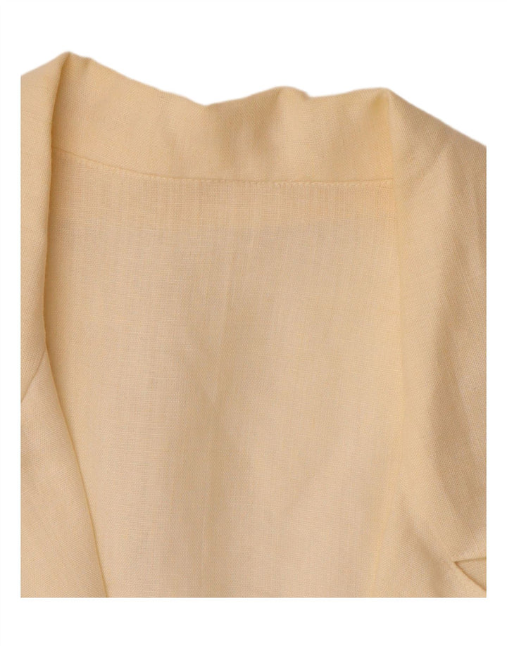 VINTAGE Womens Short Sleeve 1 Button Blazer Jacket UK 14 Large Beige